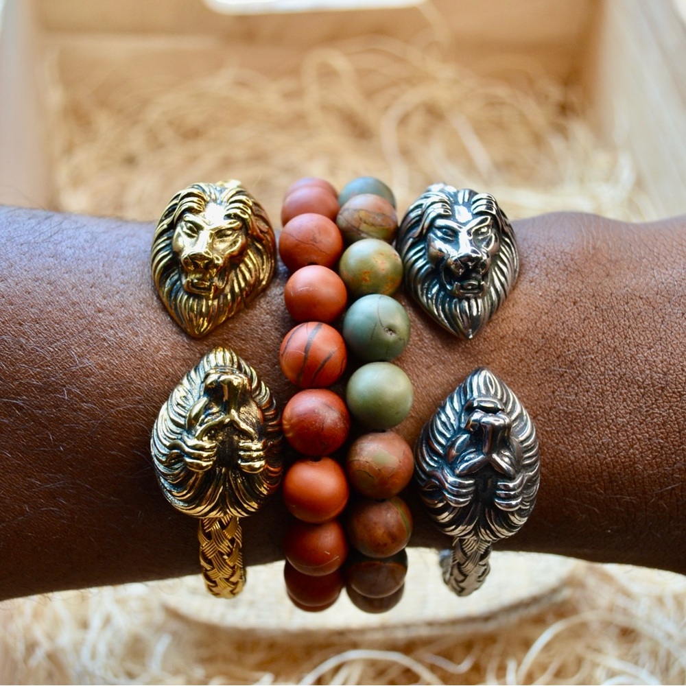 Silver Lion Head Men’s Bracelet